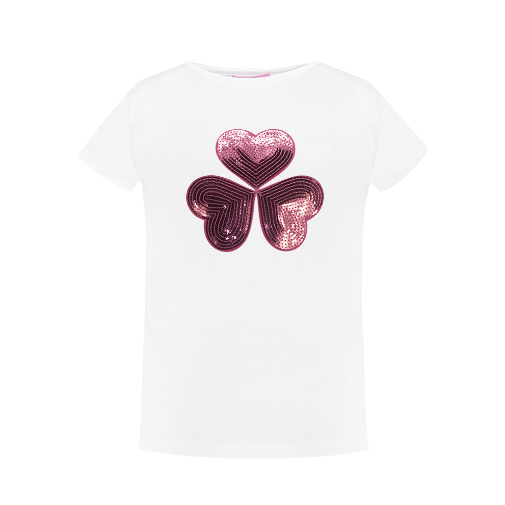 Shiny Sequins Detailing T-Shirt in White