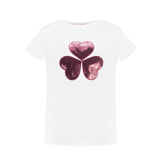 Shiny Sequins Detailing T-Shirt in White