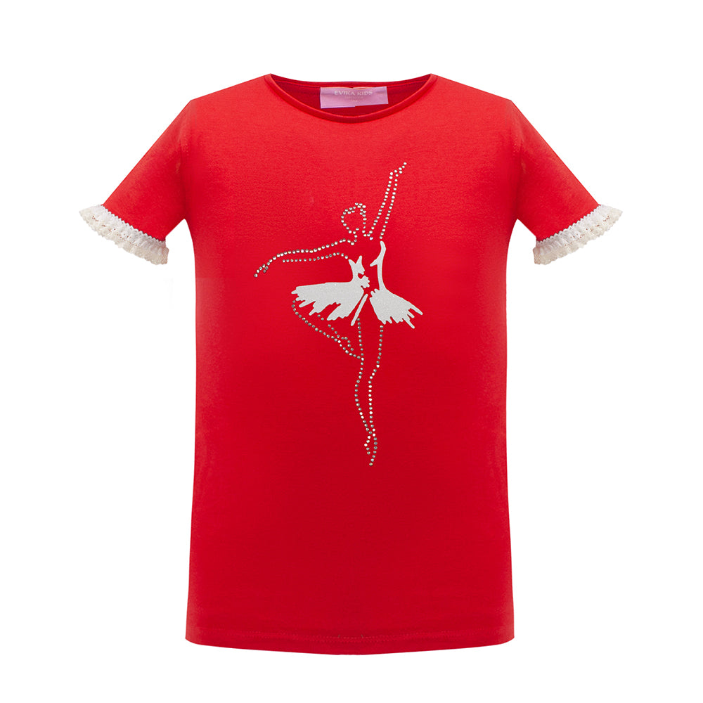 Shiny Ballerina T-Shirt in Red