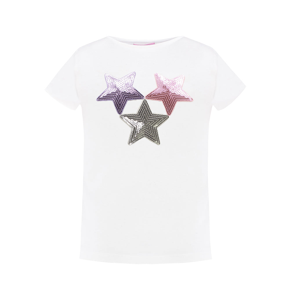 Shiny Sequins Detailing T-Shirt in White