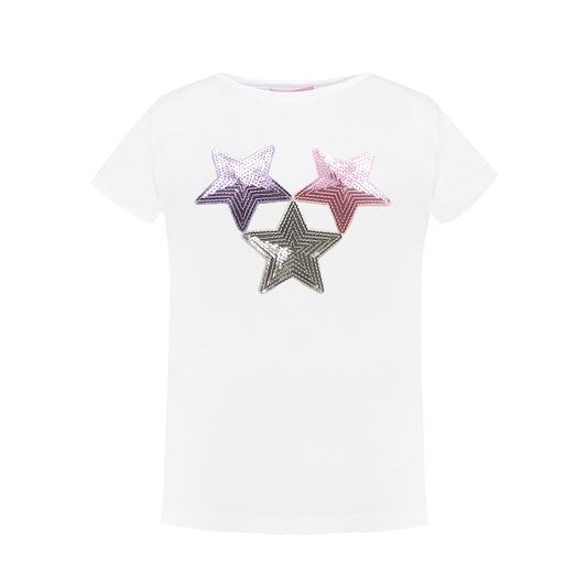 Shiny Sequins Detailing T-Shirt in White