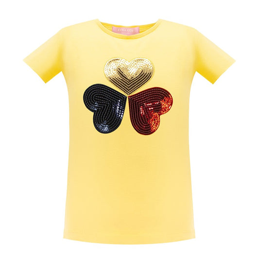 Shiny Sequins Detailing T-Shirt in Yellow